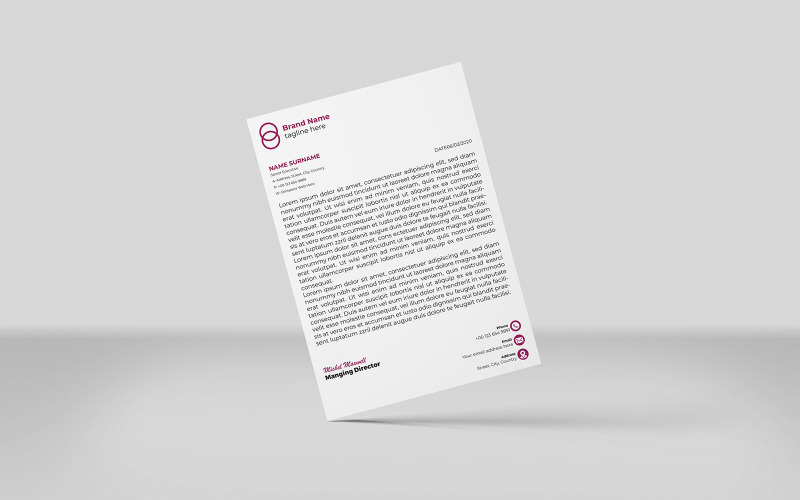 Modèle d'identité de papier à en-tête d'entreprise de couleur marron créatif, style minimaliste