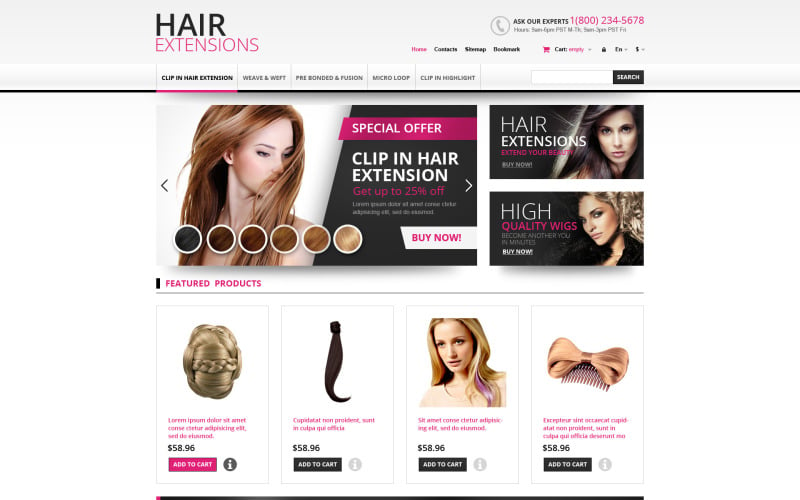 Hair Extensions Store PrestaShop-thema
