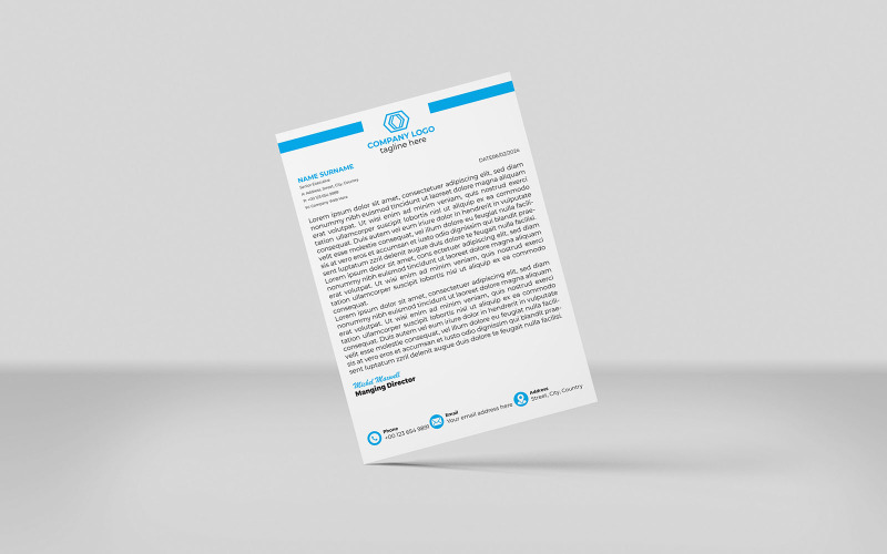 Modèle d'identité de papier à en-tête d'entreprise créatif Style minimaliste SKY