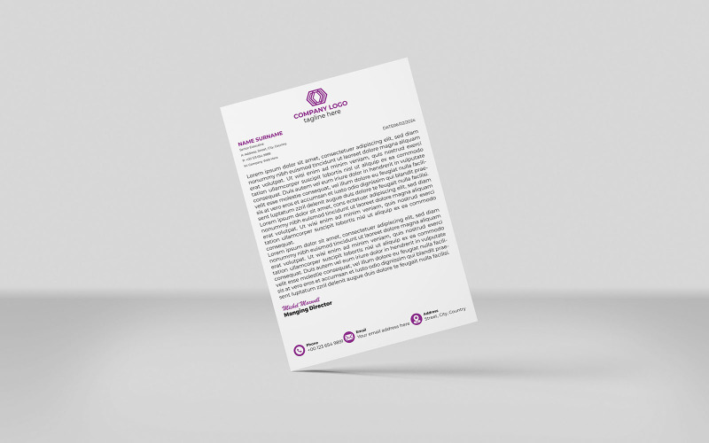 Modèle de conception d'identité de papier à en-tête d'entreprise de style minimaliste noir