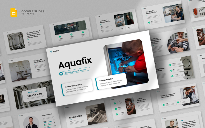 Aquafix – Vízvezeték-szolgáltatások Google Slides sablon