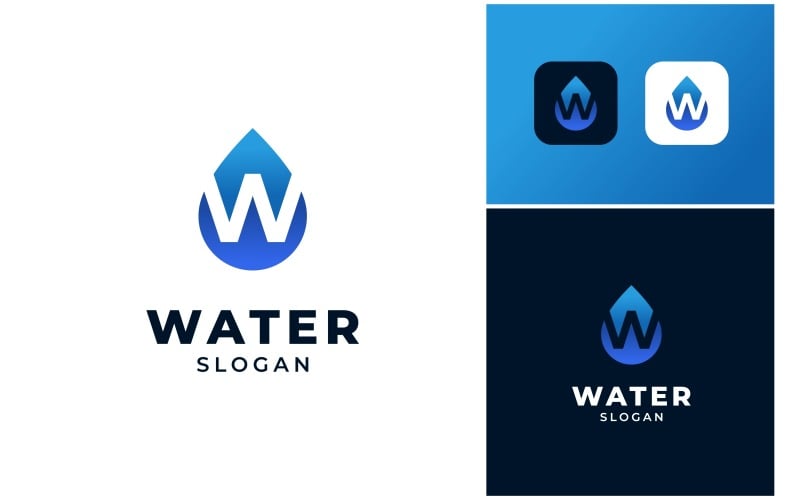 Letter W Pure Water Drop Logo