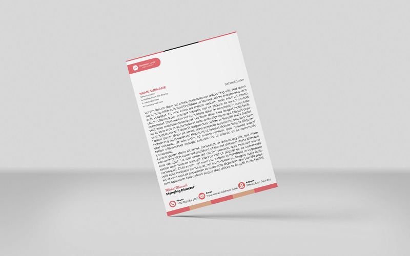 Papier à en-tête d'entreprise au design minimaliste orange