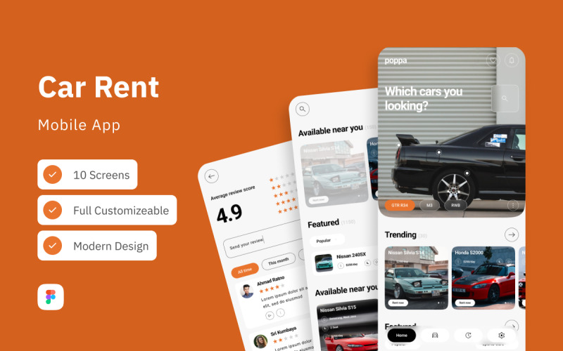 Poppa - Autókölcsönző mobilalkalmazás