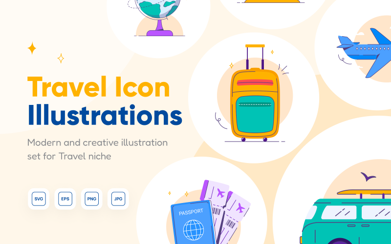 Vacacy - cestovní ilustrace Pack