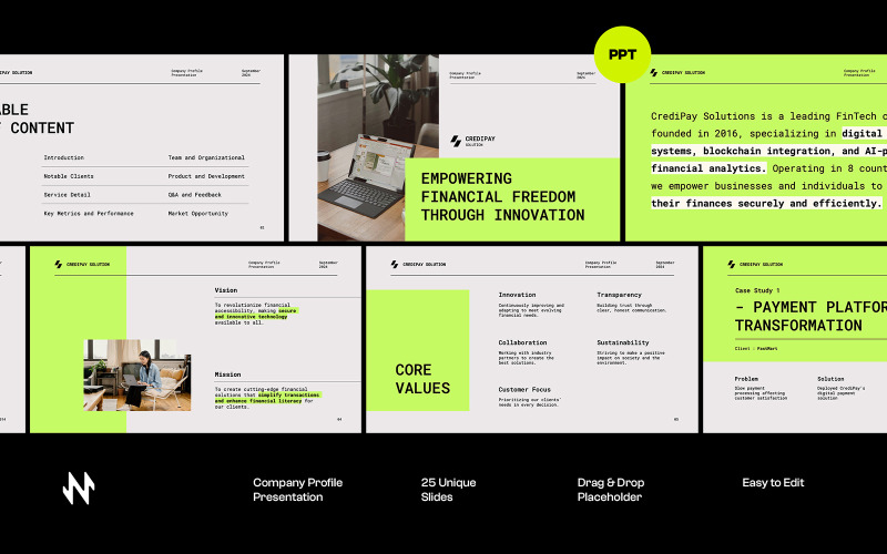 Зелений профіль компанії PowerPoint