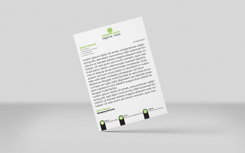 Carta intestata creativa Carta intestata aziendale Modello di identità Design Stile minimale VERDE NERO COLORE 2