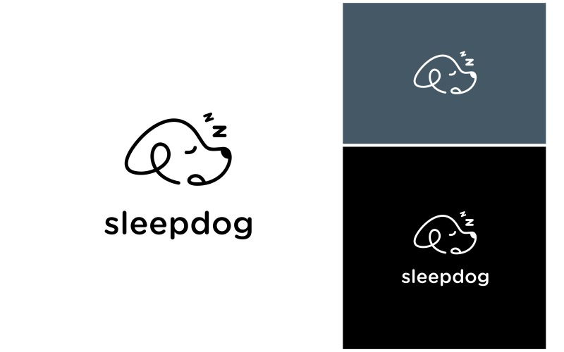 Ilustração de linha de logotipo de cão adormecido