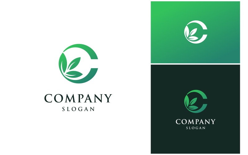 Letter C Blad Groen Natuur Logo