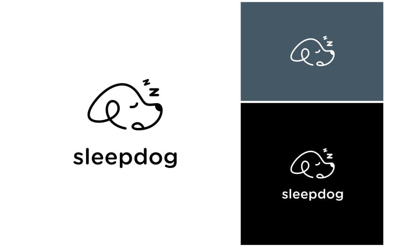 Sleep Dog Line Illustration Logo