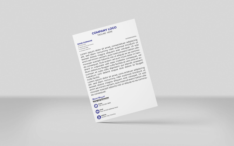 Bule Color Creative Briefhoofd Corporate Briefhoofd Identiteit Sjabloon Ontwerp Minimalistische Stijl