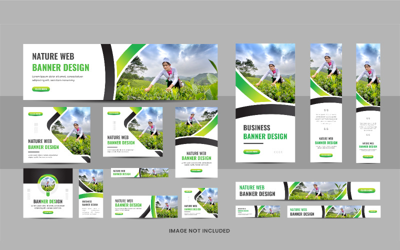 Gyepápolás vagy mezőgazdasági farm web banner tervezősablon csomag