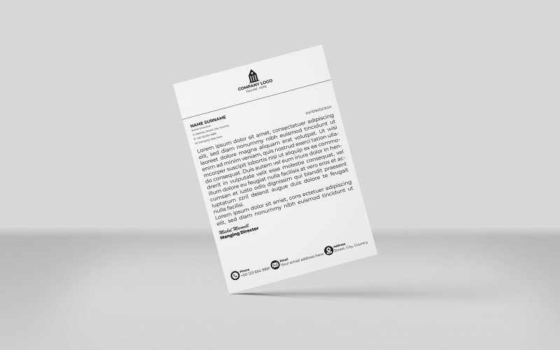 Kreatív Fejléces Vállalati Fejléces Identitás Sablon Tervezés Minimális Stílus 1 FEKETE SZÍN