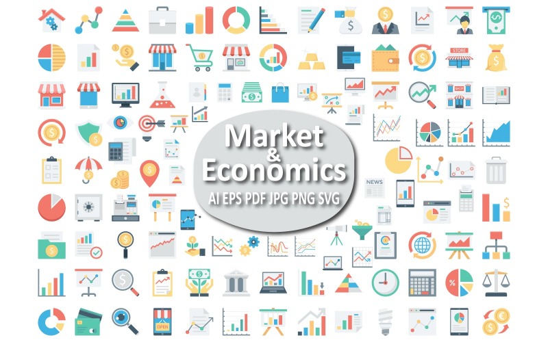 Market Economics Icon Set for Financial and Business Projects
