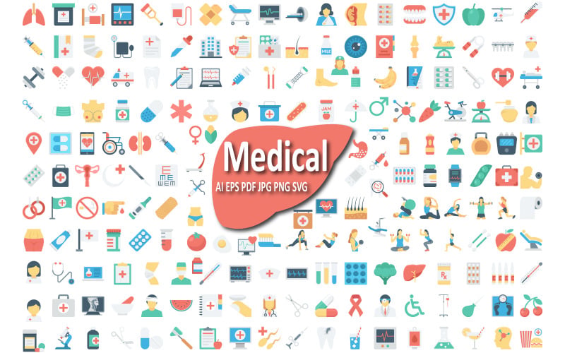 Set di icone mediche e sanitarie per progetti sanitari