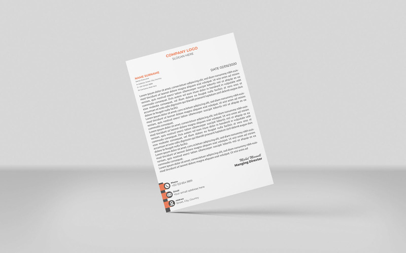 Couleur 2 En-tête de lettre créatif Modèle d'identité d'entreprise Style minimaliste