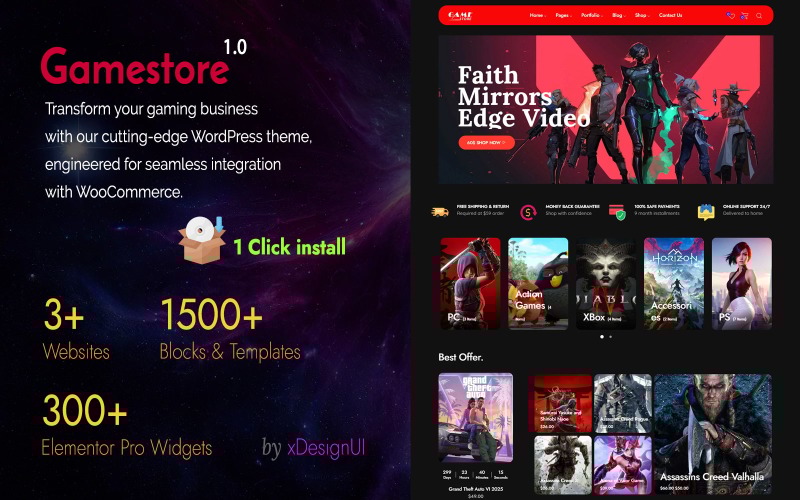 Gamestore - Thème WordPress Elementor pour boutique Woocommerce de jeux