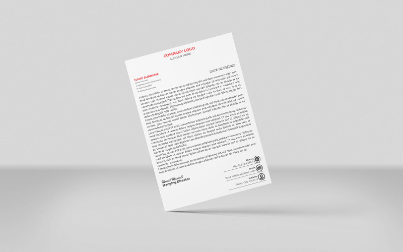 Modèle de papier à en-tête créatif de couleur orange noir 2, style minimaliste