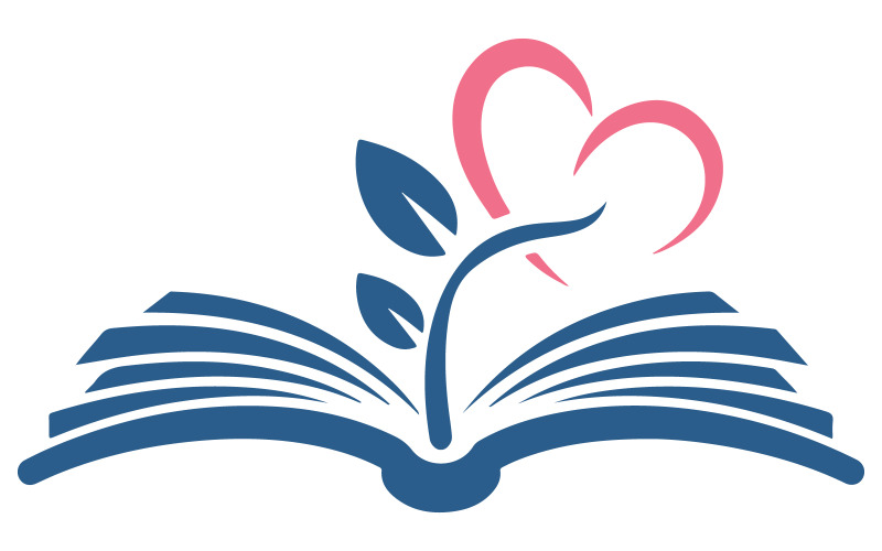 A logo with a blue book vector