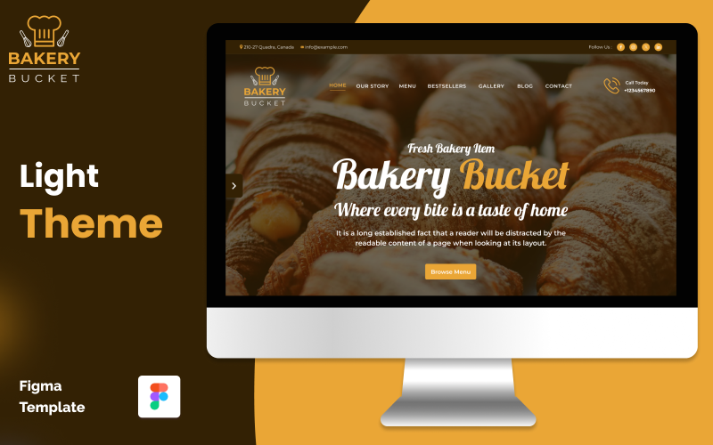 Bäckerei-Eimer | Einseitige Bäckerei-Website-Figma-Vorlage