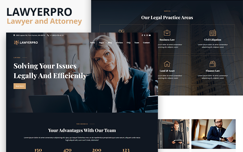 Lawyerpro - Advokat och advokat HTML5-mall