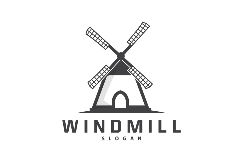 Logo de moulin à vent Agriculture Ferme Vecteur Nature V4