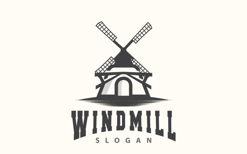 Logo de moulin à vent Agriculture Ferme Vecteur Nature V5