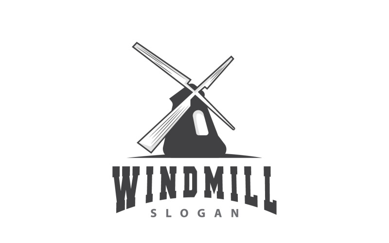 Logo del mulino a vento Agricoltura Fattoria Vettore Natura V2