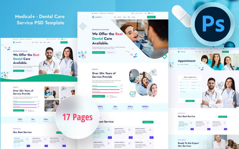 Medical+ - Шаблон PSD для стоматологических услуг