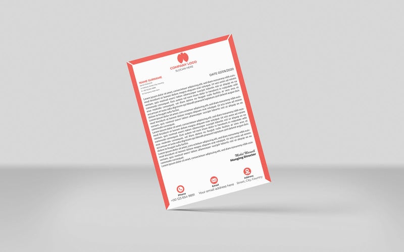 Colori Arancione Carta intestata Creativa Carta intestata Aziendale Modello di Identità Design Stile Minimale
