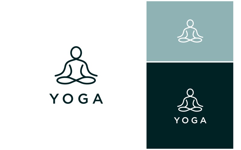 Logo di meditazione yoga con linea artistica