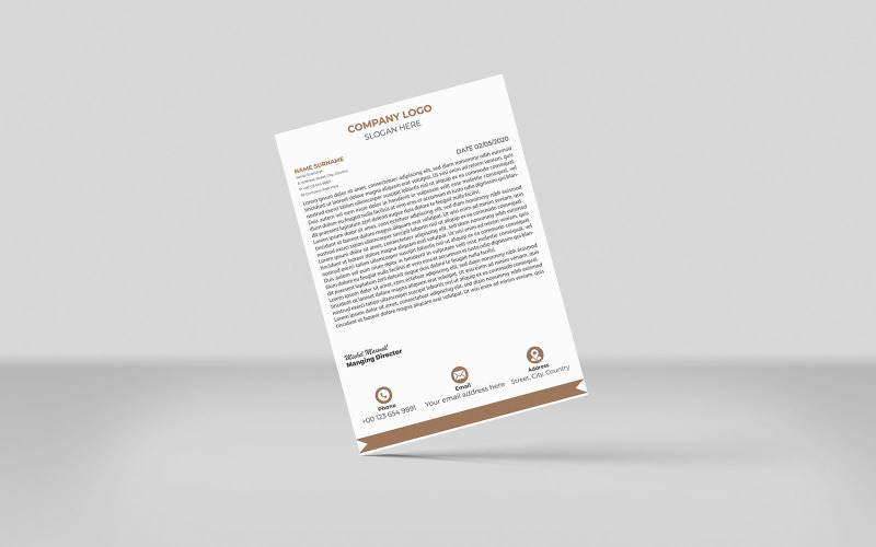 Tan Colors Creative Letterhead Corporate Letterhead Identity Template Design Minimal Style