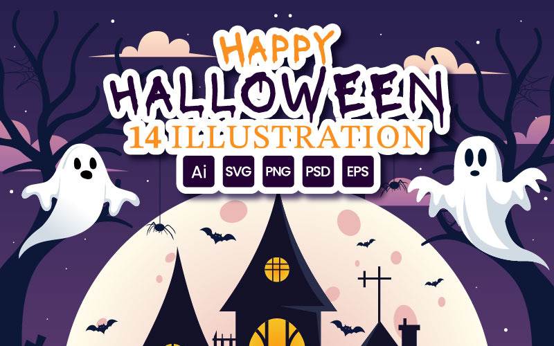 14 Ilustracja tła nocy Halloween