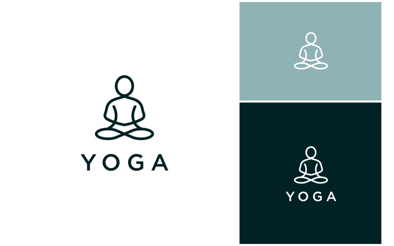 Logotipo de la línea de meditación zen y yoga