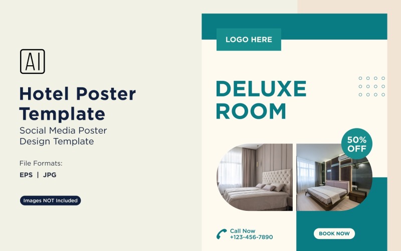 Modello di progettazione di poster di marketing alberghiero 07