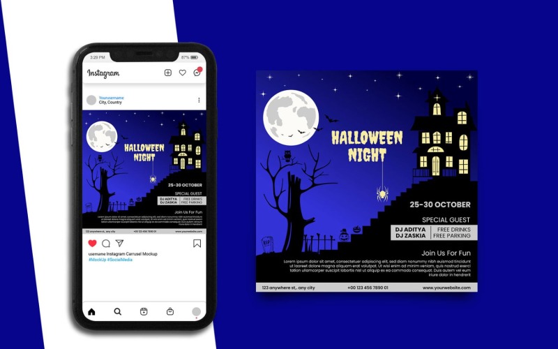 Modello di social media di Halloween 5