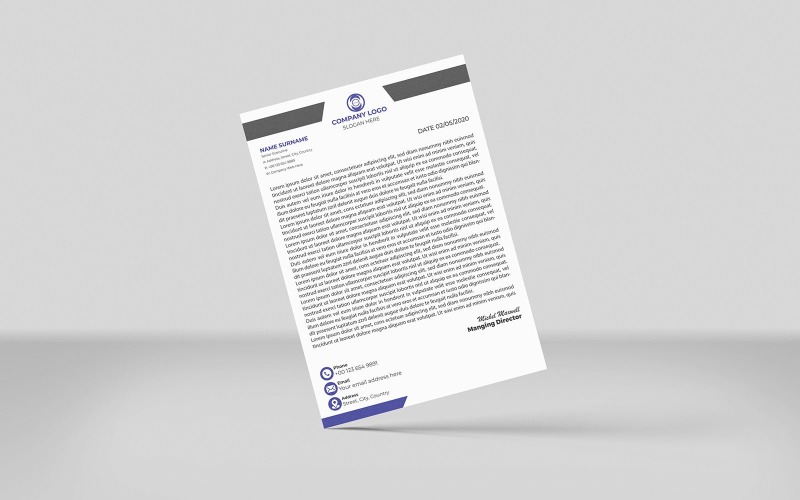Creative Letterhead Template Design (navy black color)