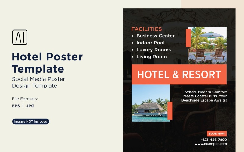 Plantilla de diseño de póster de marketing de hotel 54