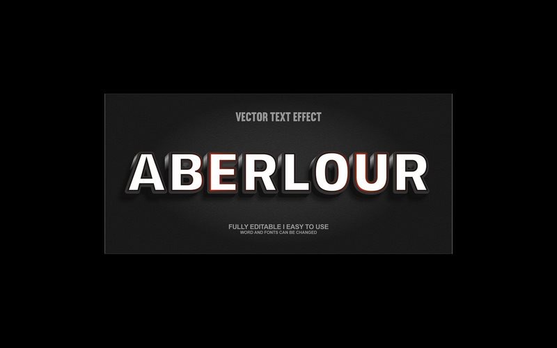 Aberlour helt redigerbar vektor 3D-texteffekt