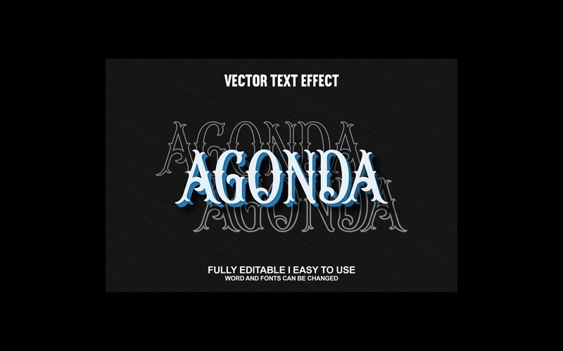 Agonda Fully Editable Vector 3D Text Effect