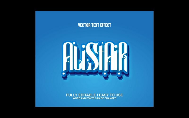 Alistair plně upravitelný vektorový 3D textový efekt