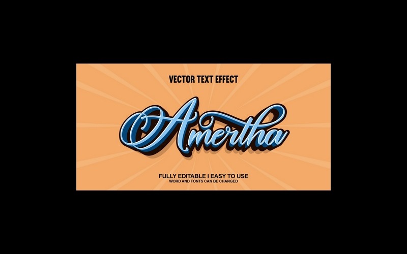 Amertha Tamamen Düzenlenebilir Vektör 3D Metin Efekti