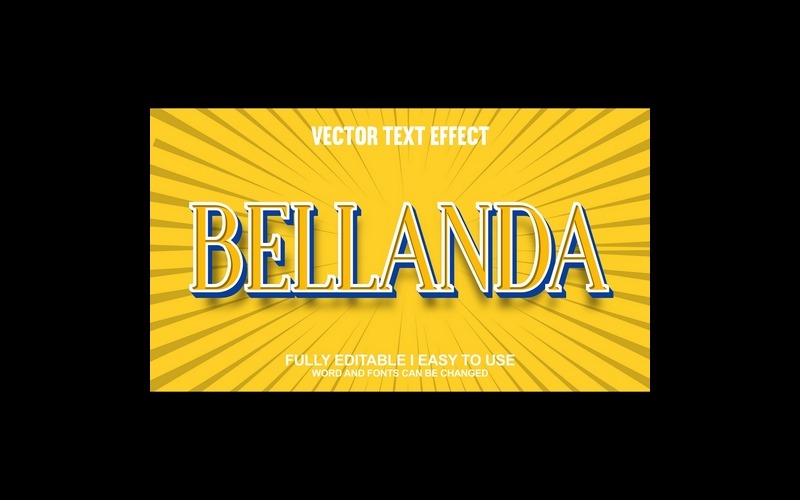 Bellanda Tamamen Düzenlenebilir Vektör 3D Metin Efekti