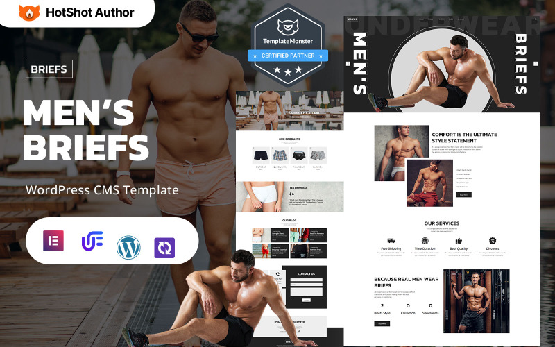 Briefs - Tema WordPress Elementor para roupas íntimas e loungewear masculinas