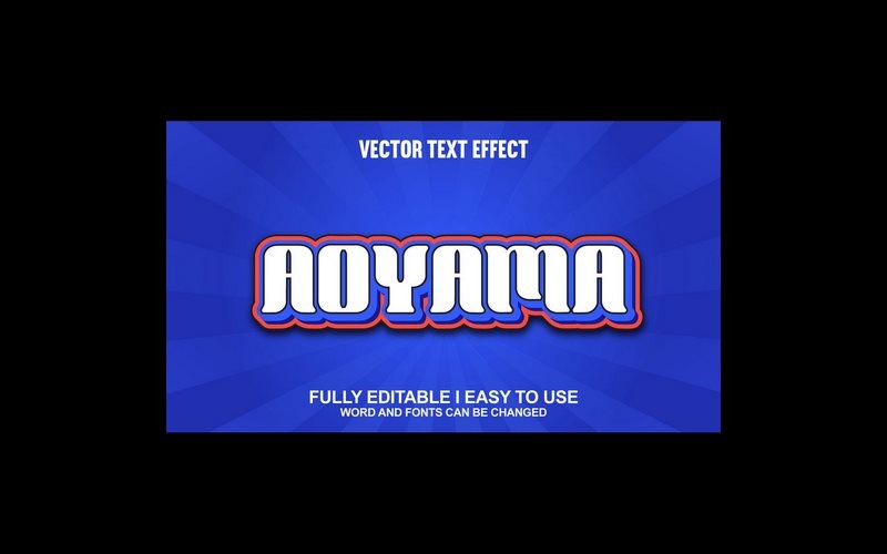Efecto de texto 3D vectorial totalmente editable de Aoyama