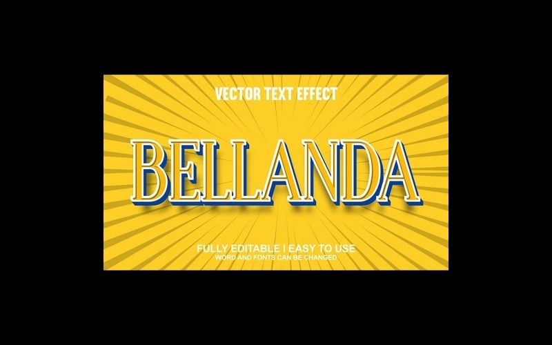 Efecto de texto 3D vectorial totalmente editable de Bellanda