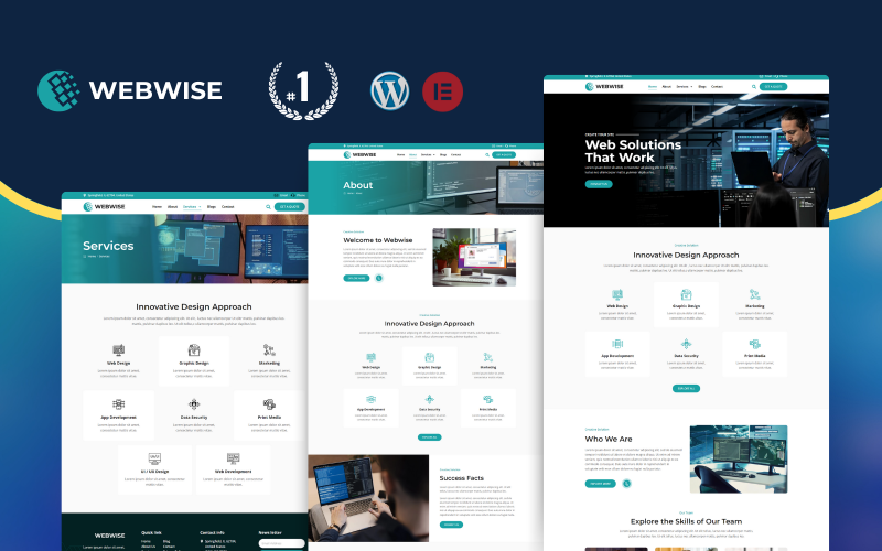 Modèle Wordpress Elementor de solution numérique et de marketing Webwise