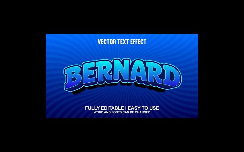Полностью редактируемый векторный 3D-текстовый эффект Bernard