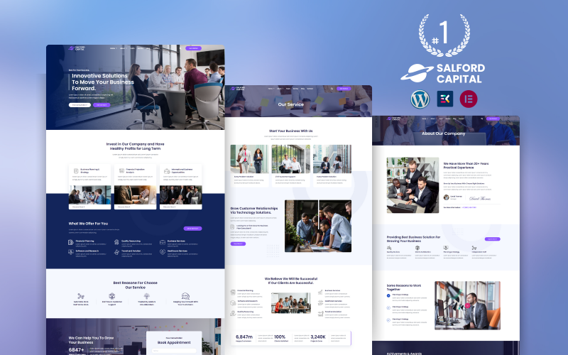 Salford Capital pénzügyi siker WordPress Elementor sablon