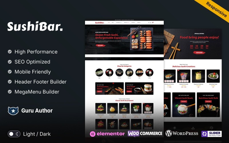 SushiBar – restaurace sushi bary Téma WooCommerce Elementor